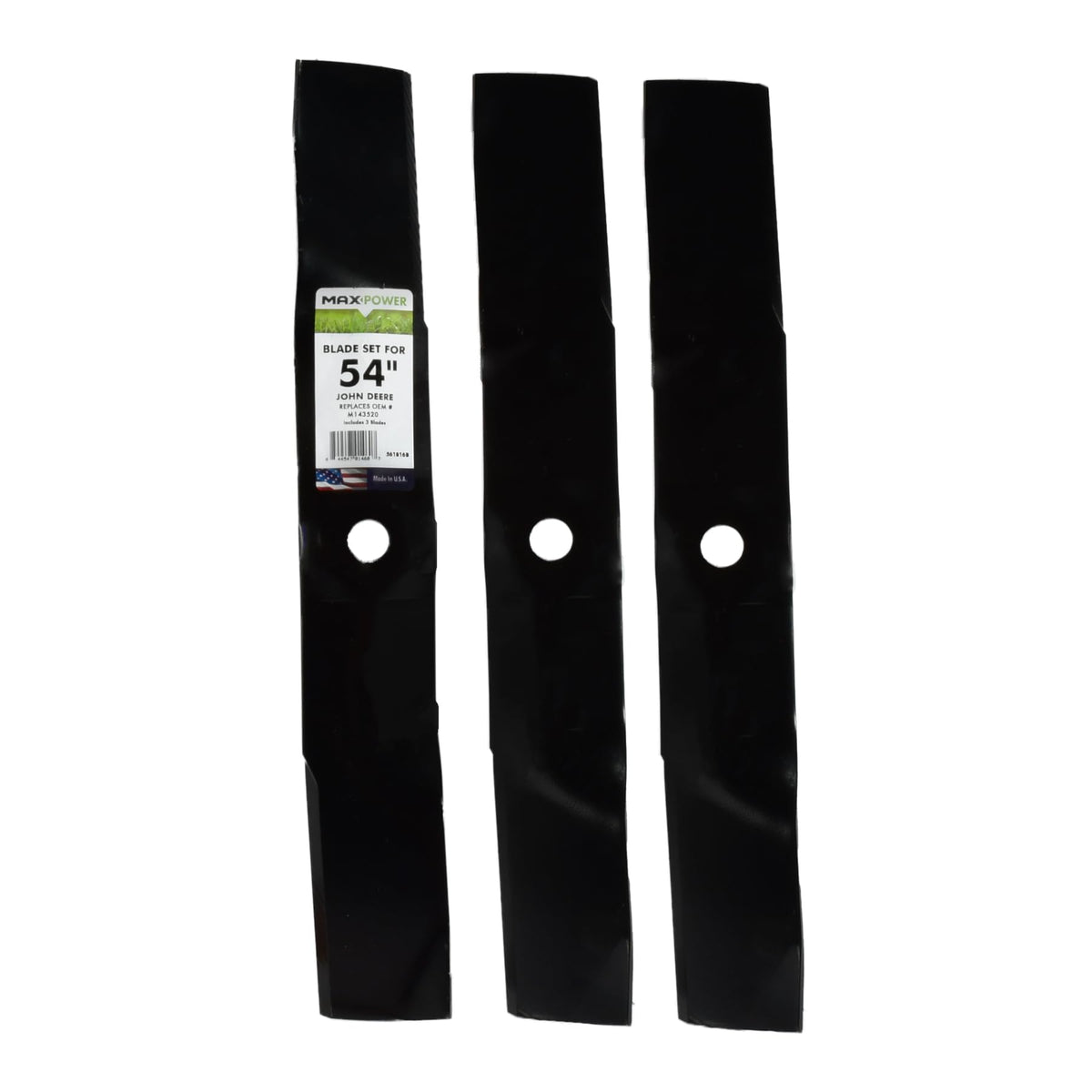 MaxPower front view of three-blade set showing packaging and model 561816B benefit of correct replacement