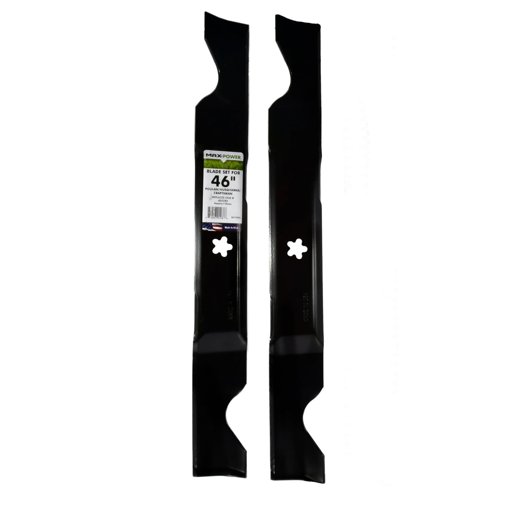 MaxPower front view of two-blade set showing fit and packaging, ensures quick replacement