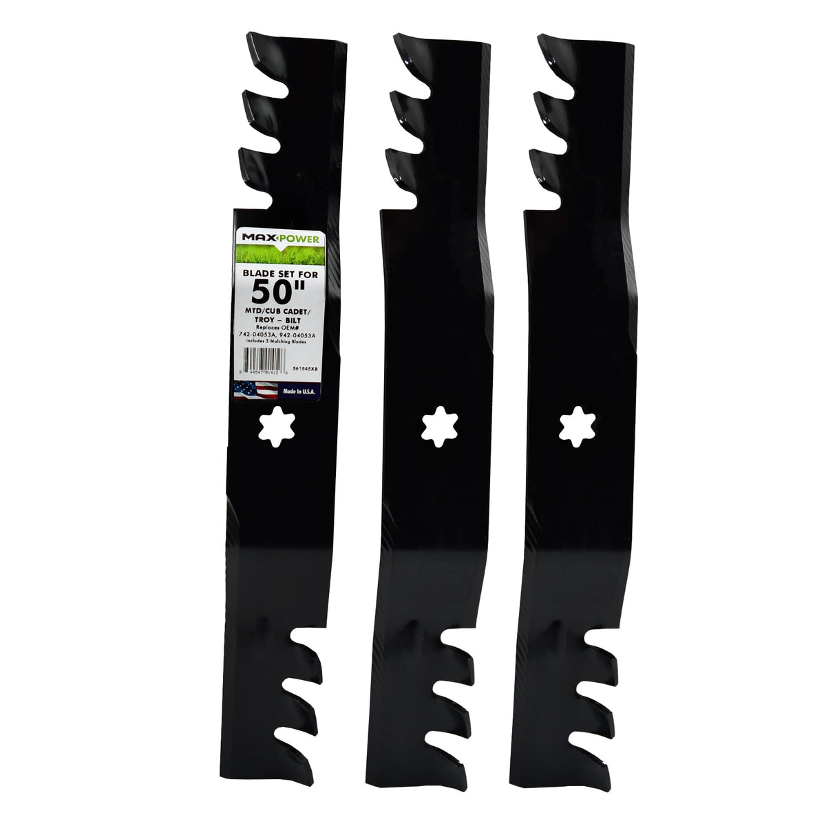 MaxPower front packaging showing three blades and fit details for easy selection