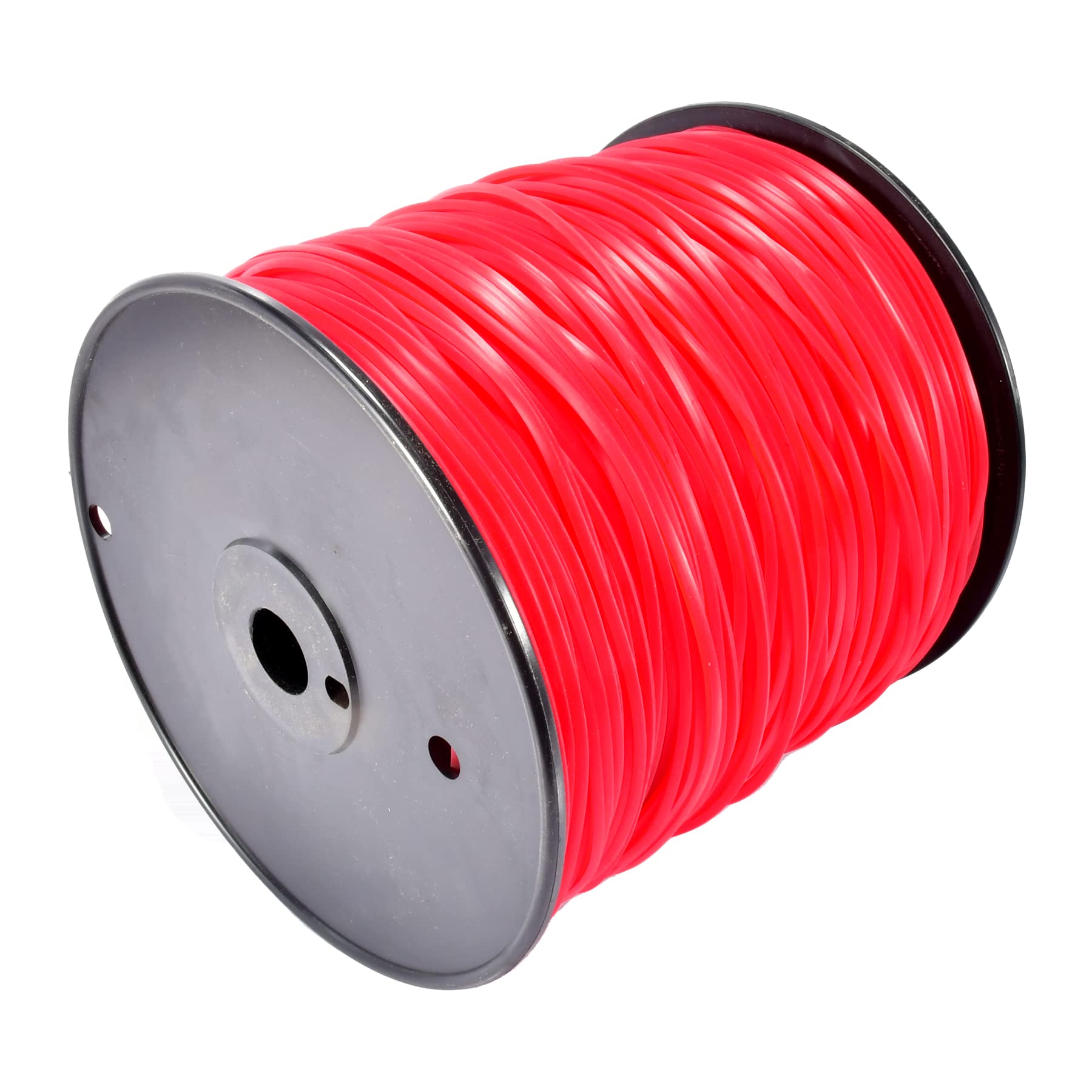 Maxpower close-up of red nylon round line texture for durable clean cuts