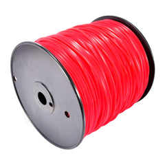 Maxpower close-up of red nylon round line texture for durable clean cuts