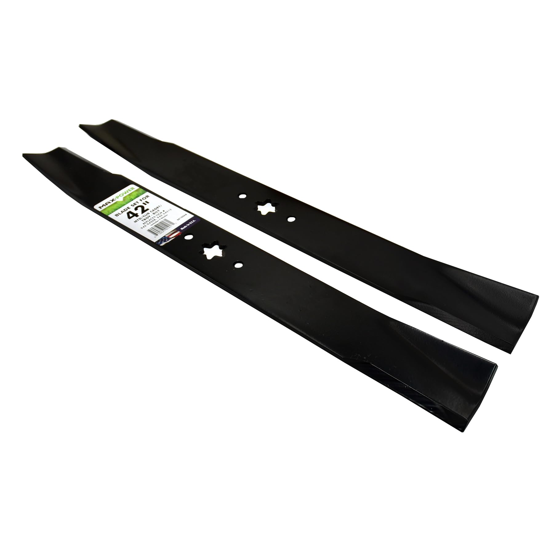 Maxpower blades beside measuring tape showing exact 21-3/16 inch size