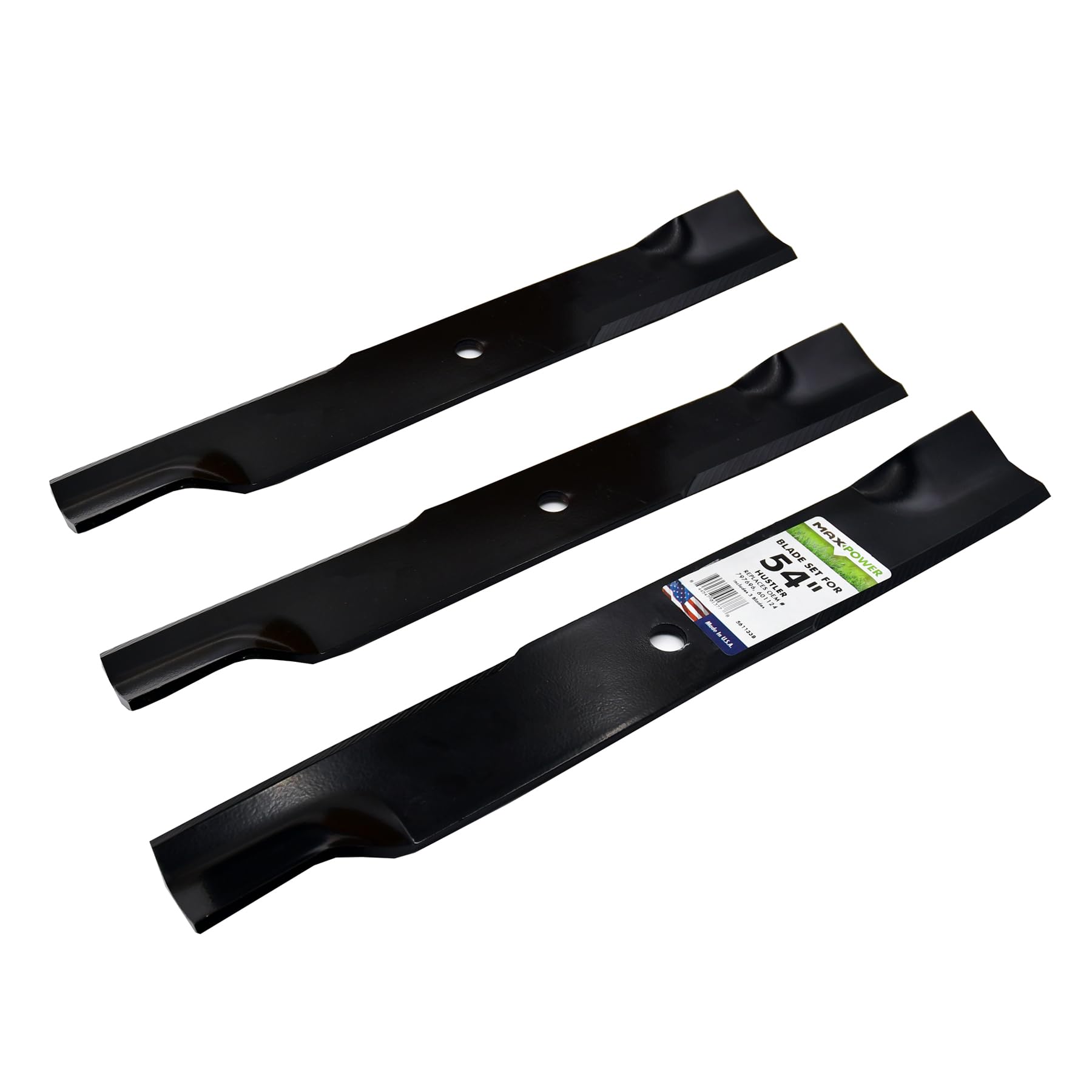 Maxpower blade beside ruler showing 18-1/2 inch length for quick measurement verification