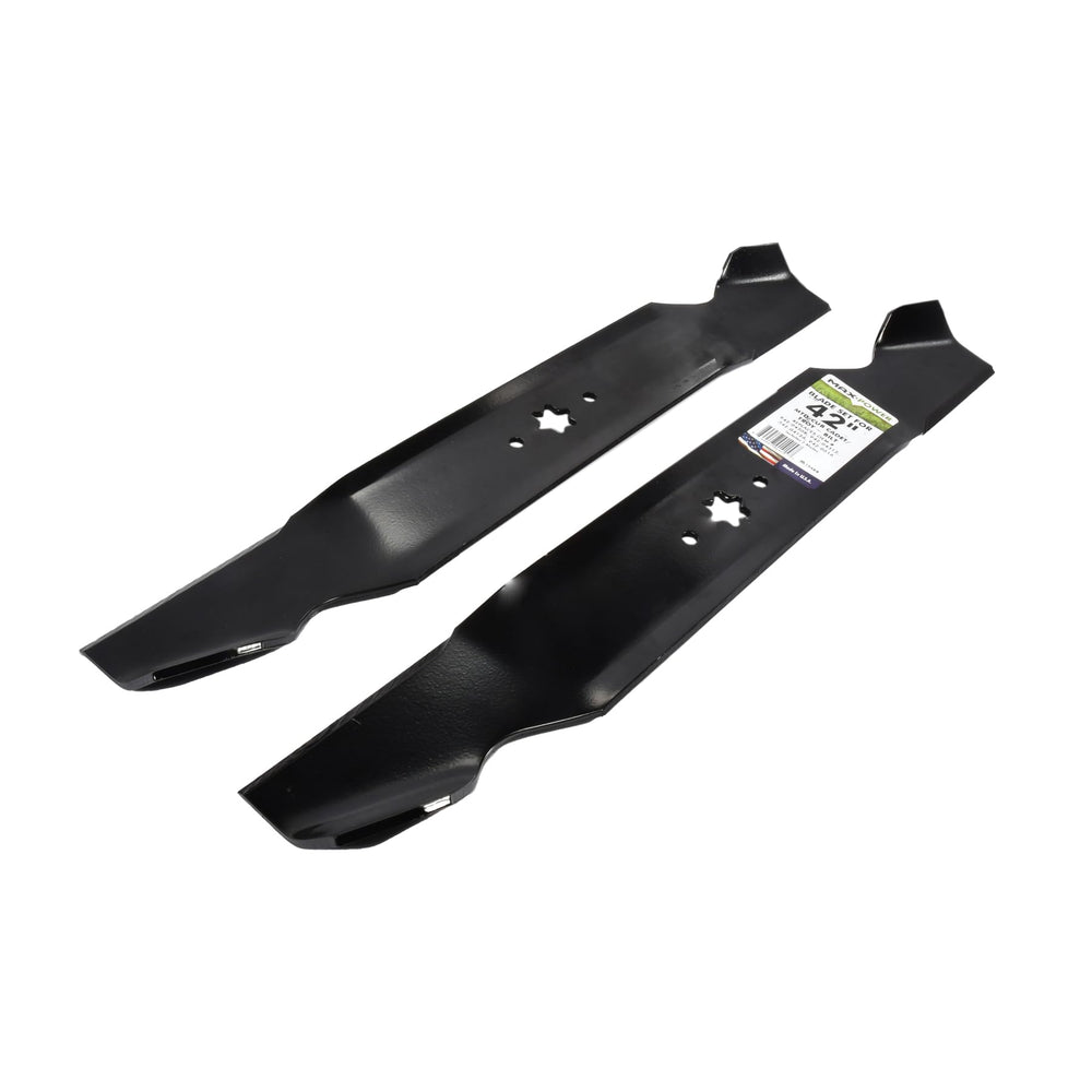 MaxPower blades next to tape measure showing 21-3/16" length for correct sizing