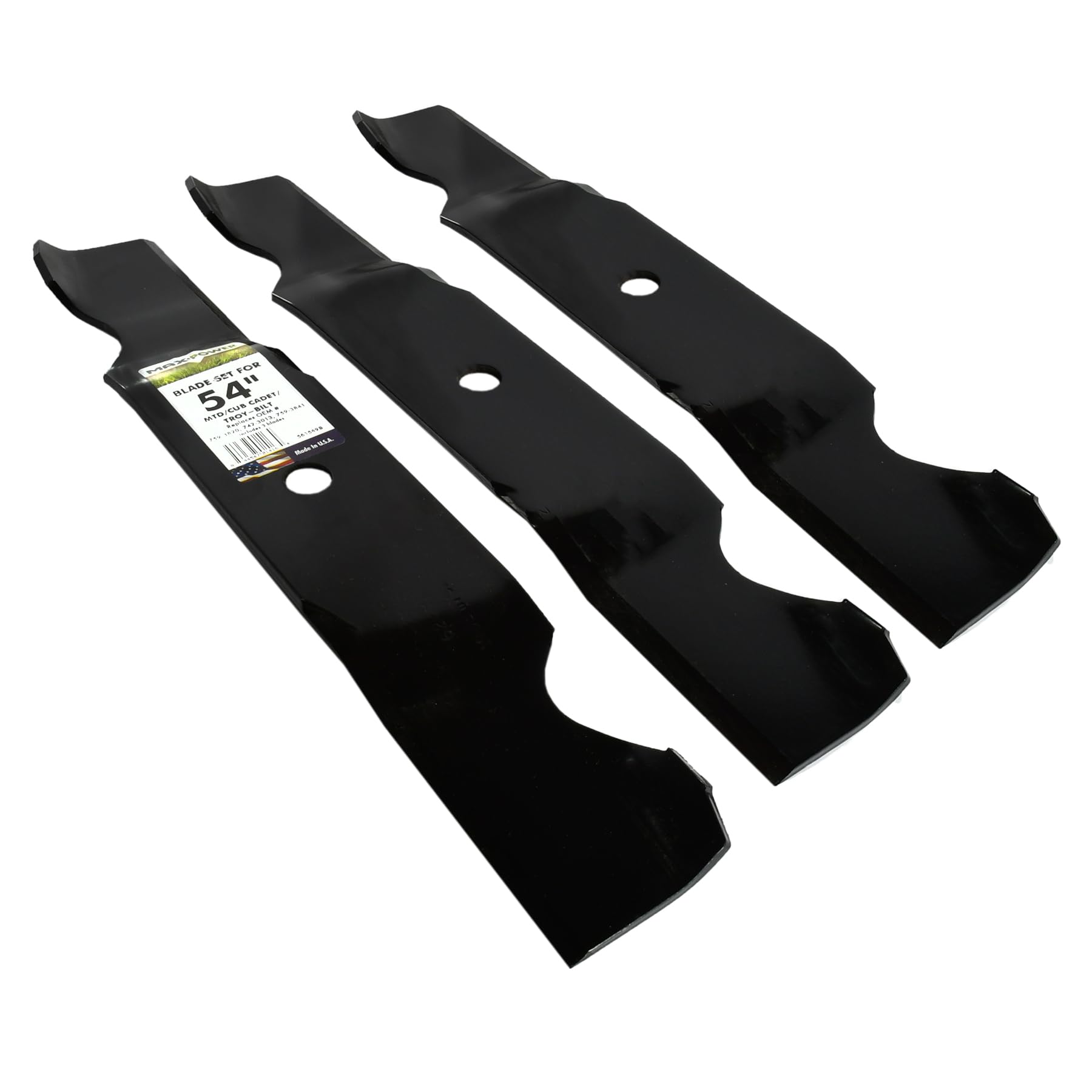 MaxPower three blades pack arranged to show full set and consistency