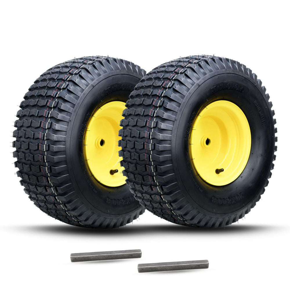 MAXROLLORS front view of wheel assembly showing tire and yellow rim for easy identification