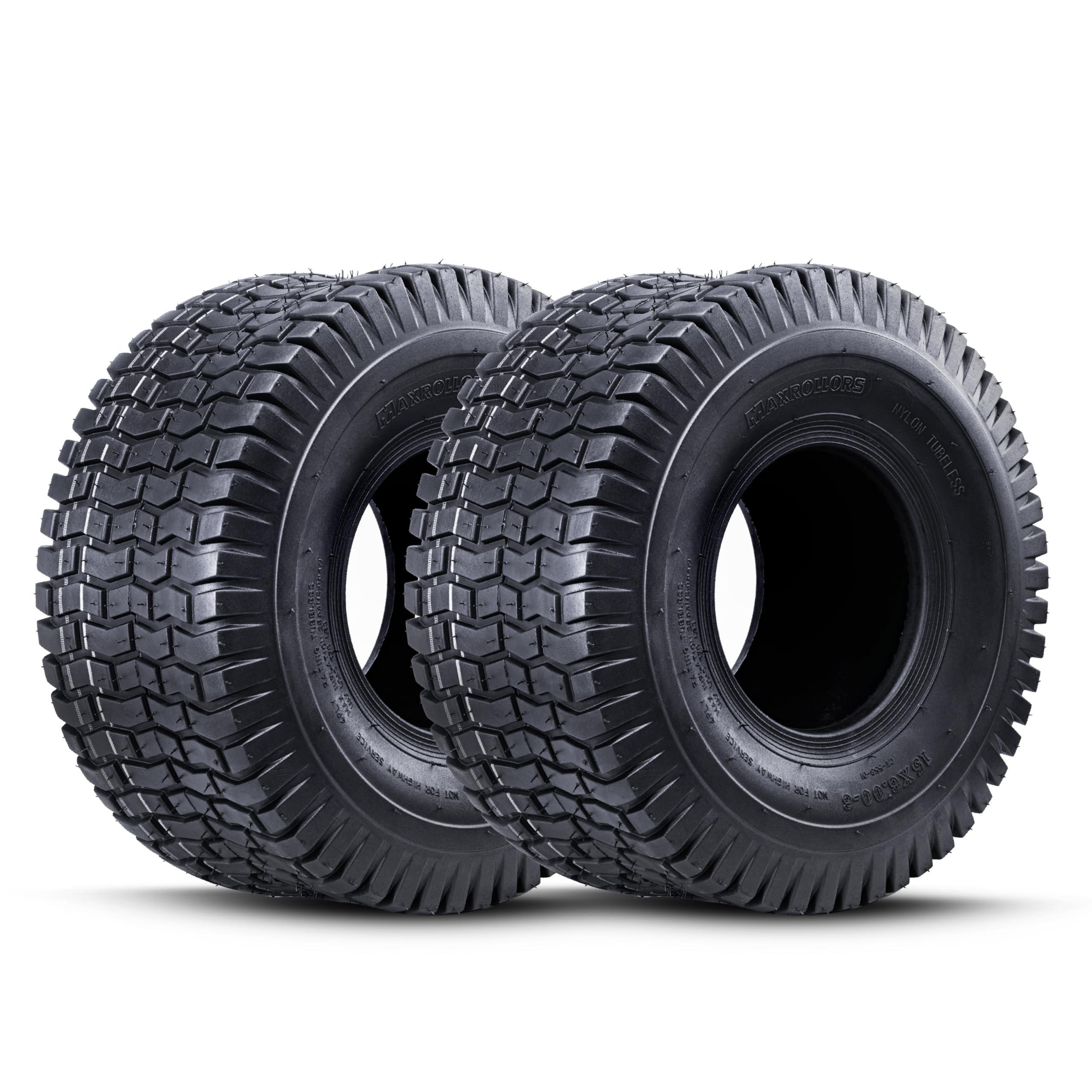 MAXROLLORS front view of two tires showing full profile and fit benefit