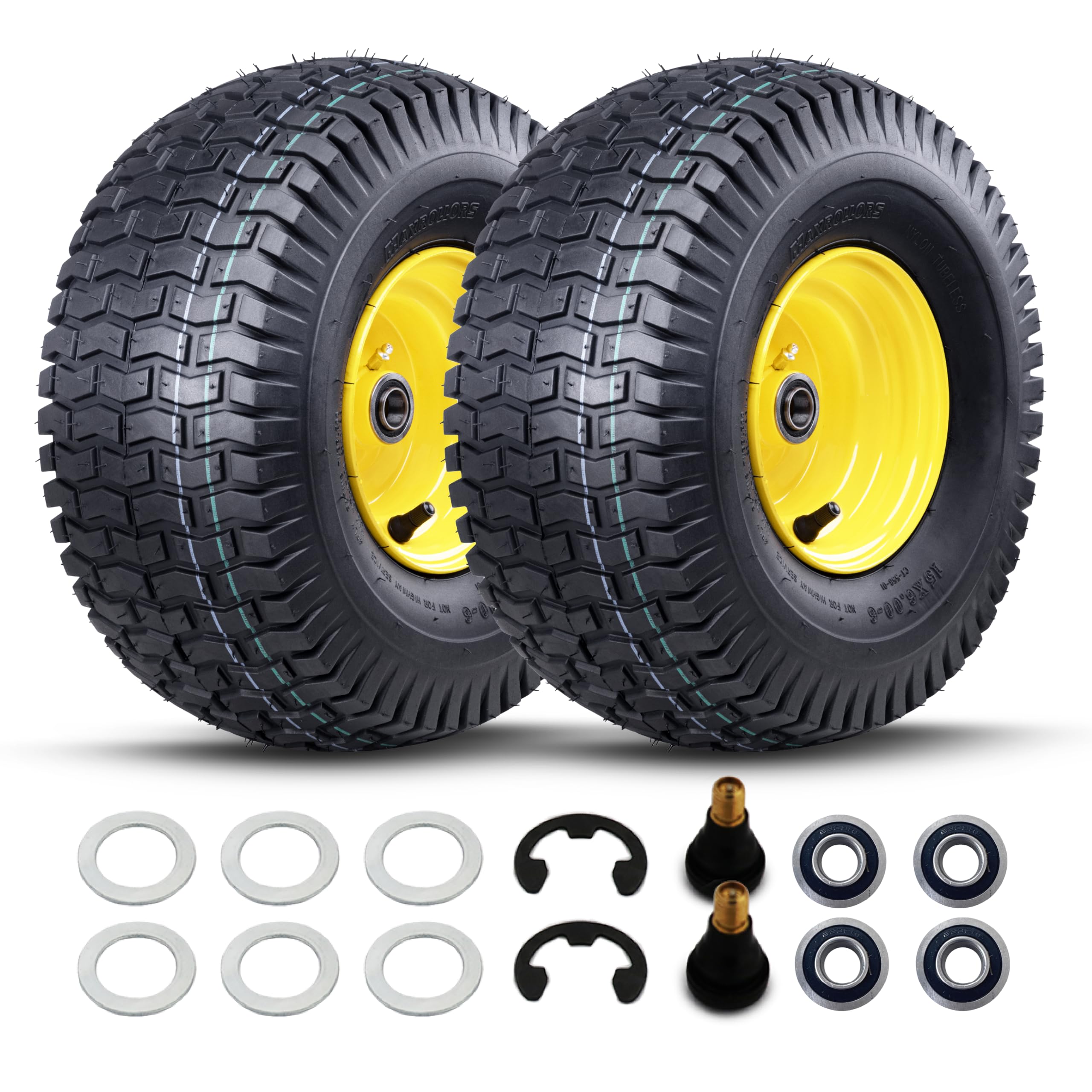MAXROLLORS assembled front wheel showing tire and rim, quick replacement benefit