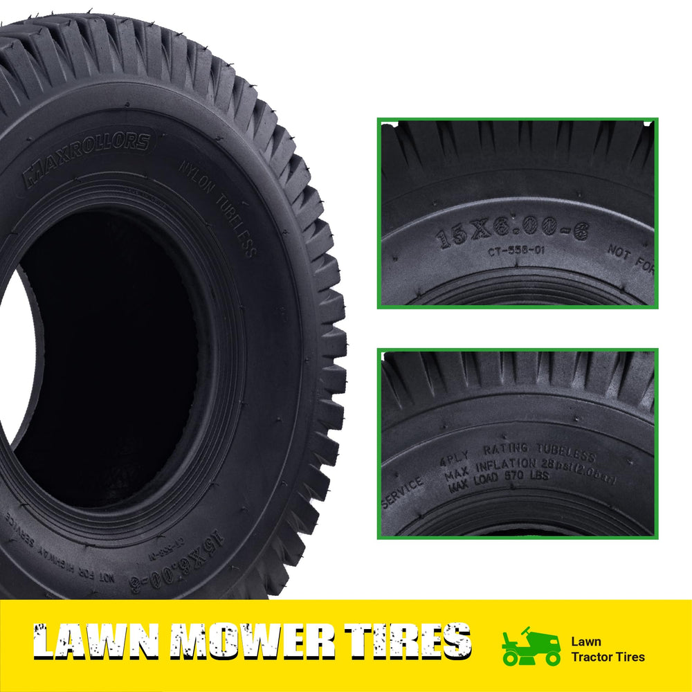 MAXROLLORS tire on lawn demonstrating turf-friendly traction advantage