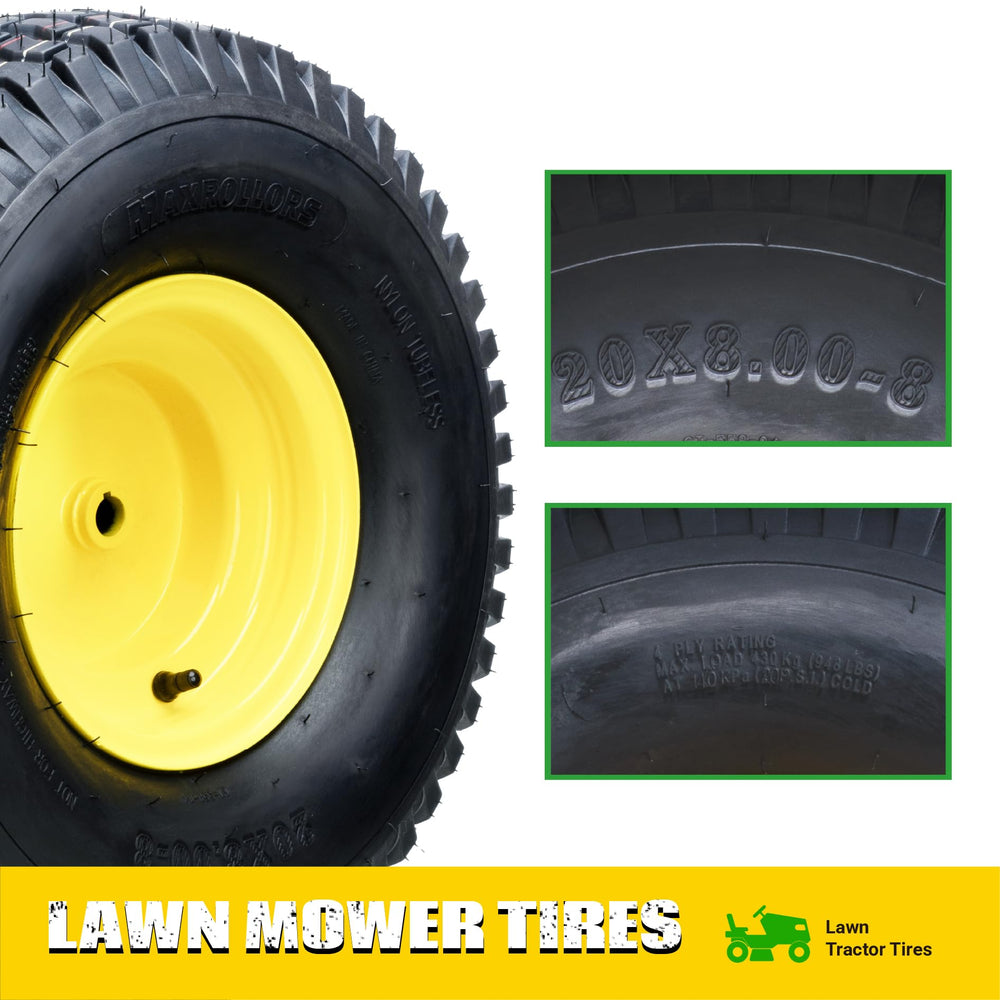 MAXROLLORS garden tractor in yard using wheel assembly for stable turf performance