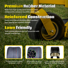 MAXROLLORS tires mounted on a riding mower demonstrating stable handling