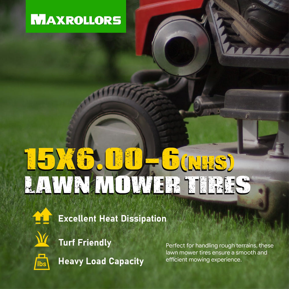 MAXROLLORS tire next to ruler showing 15-inch diameter for sizing clarity