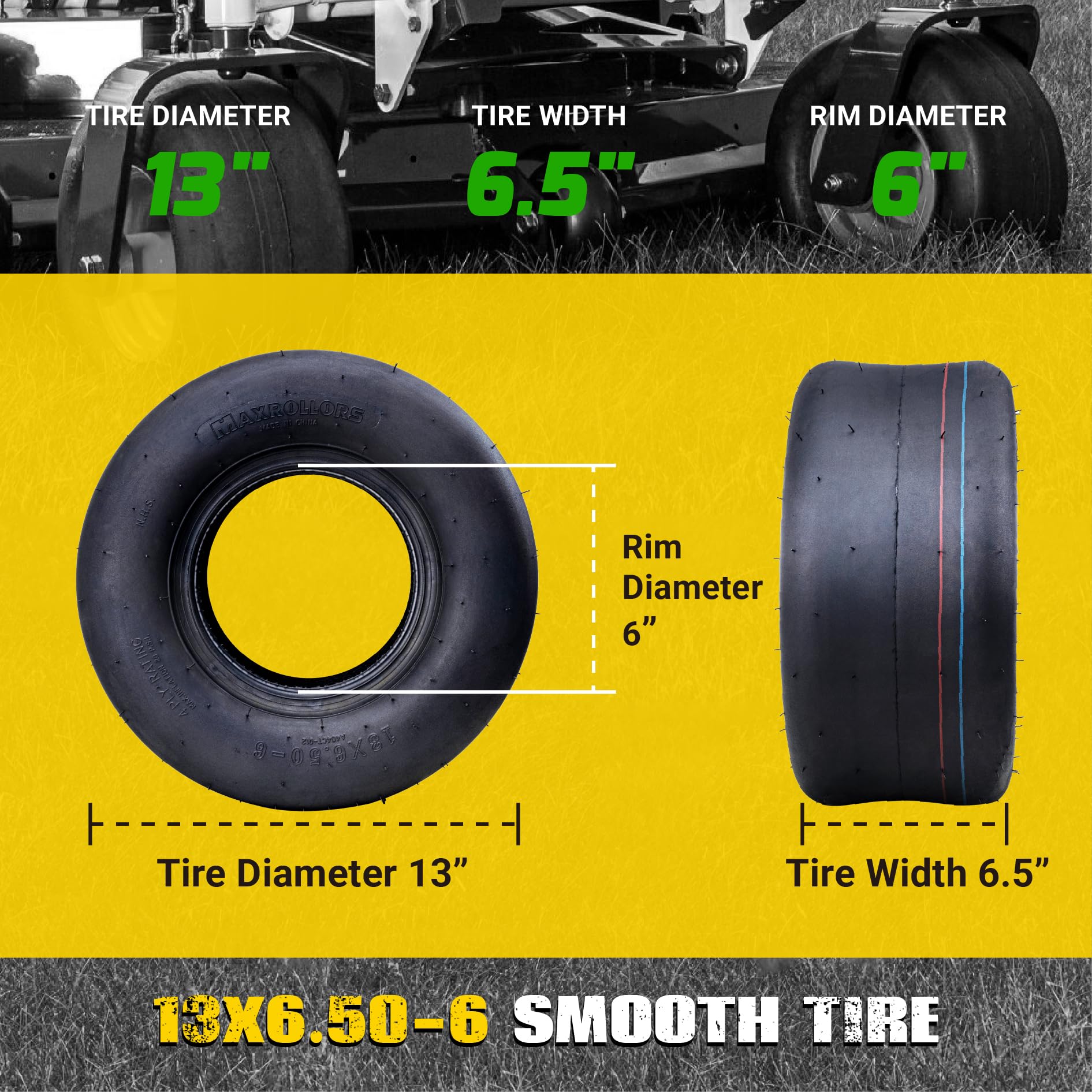 MAXROLLORS closeup of sidewall size marking for fit confirmation benefit