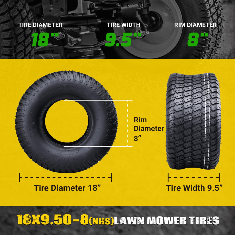 MAXROLLORS closeup of Turf‑S tread delivering turf-friendly traction