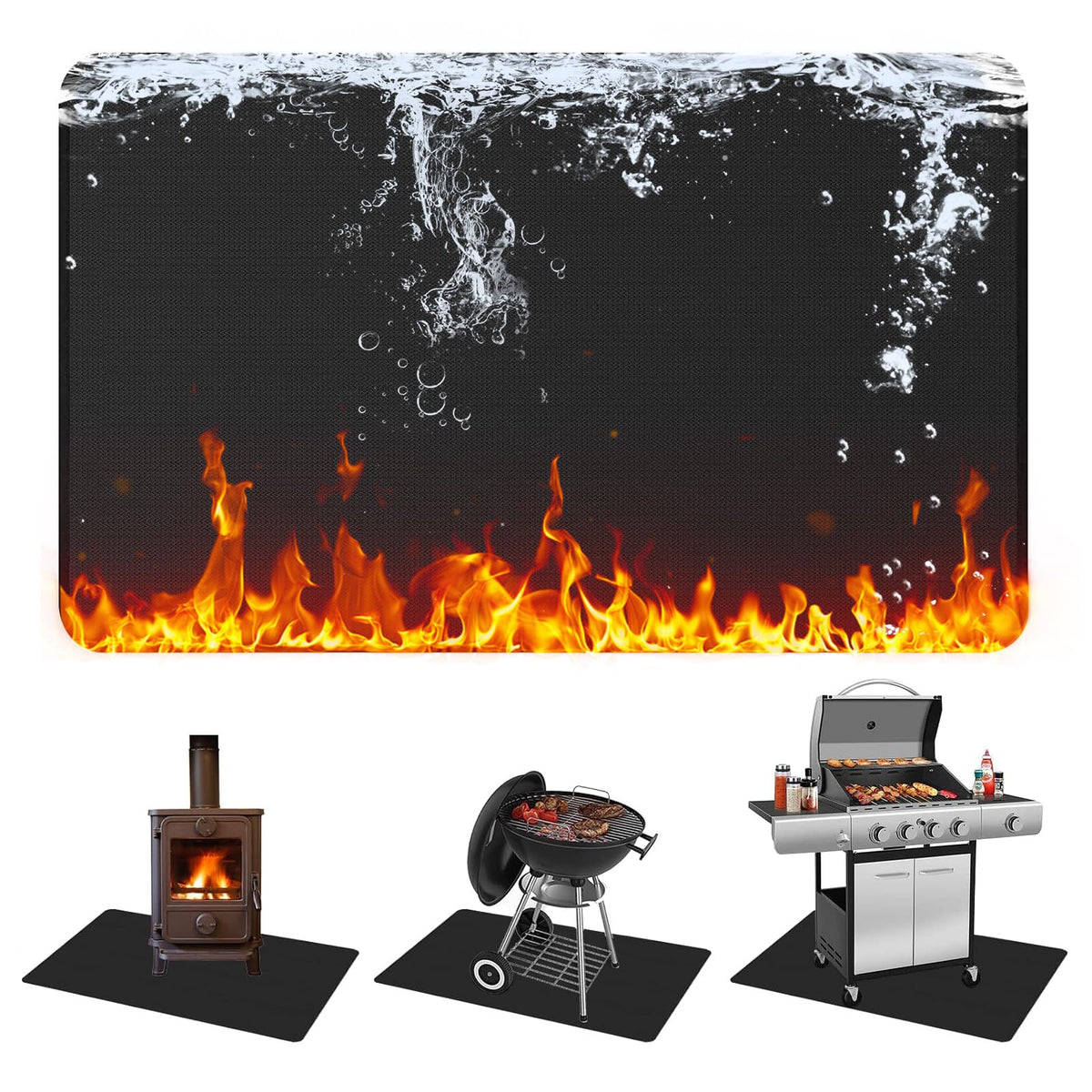 MAXTBEE front view of grill mat showing full coverage and protection
