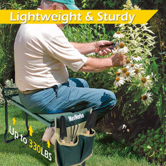 MaxWorks tool pouch loaded with trowel and shears for organized gardening