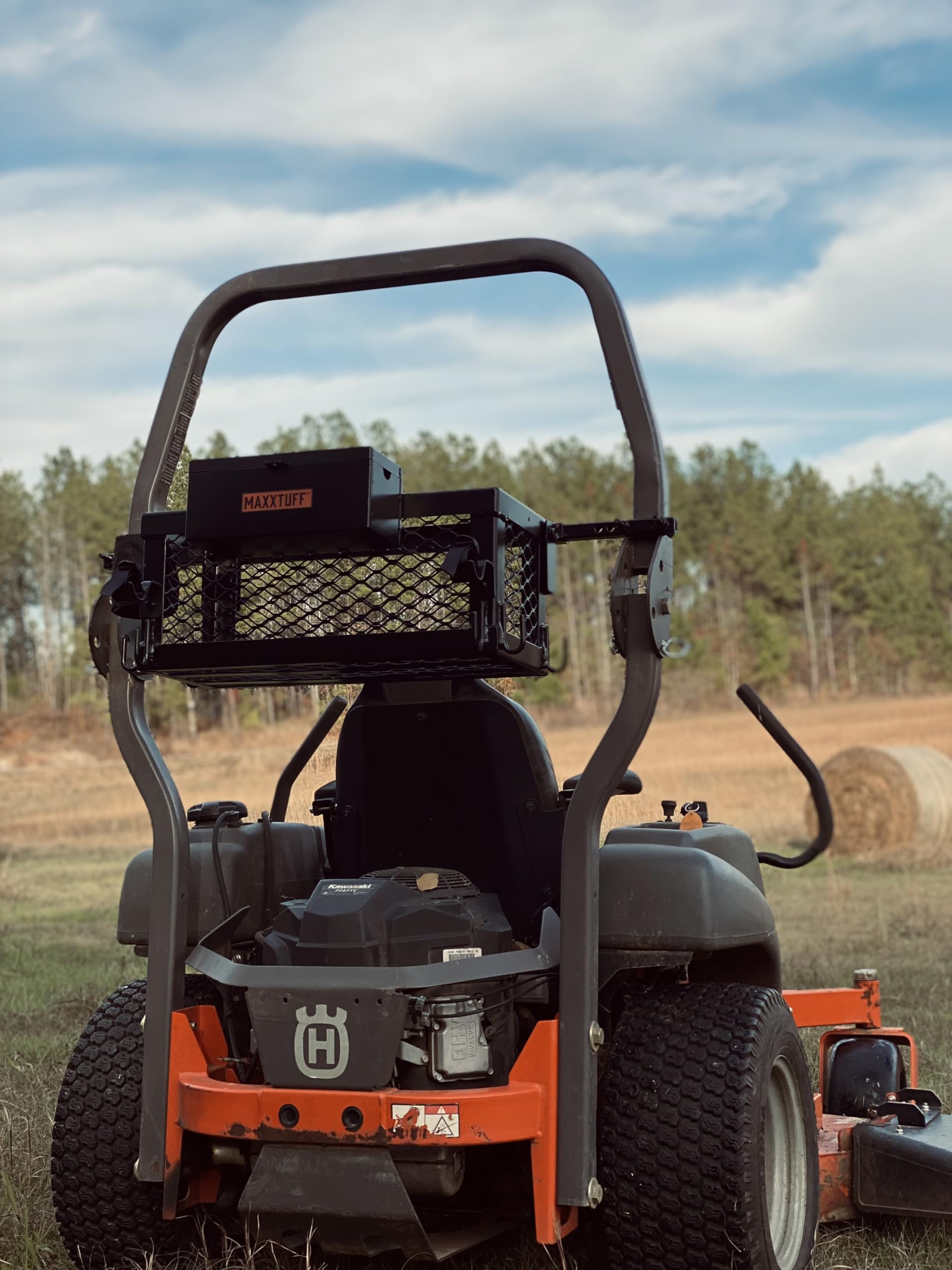 MAXXTUFF installed on zero-turn mower showing practical field use