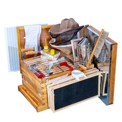 MayBee front view of complete starter kit showing included hive and tools for quick setup