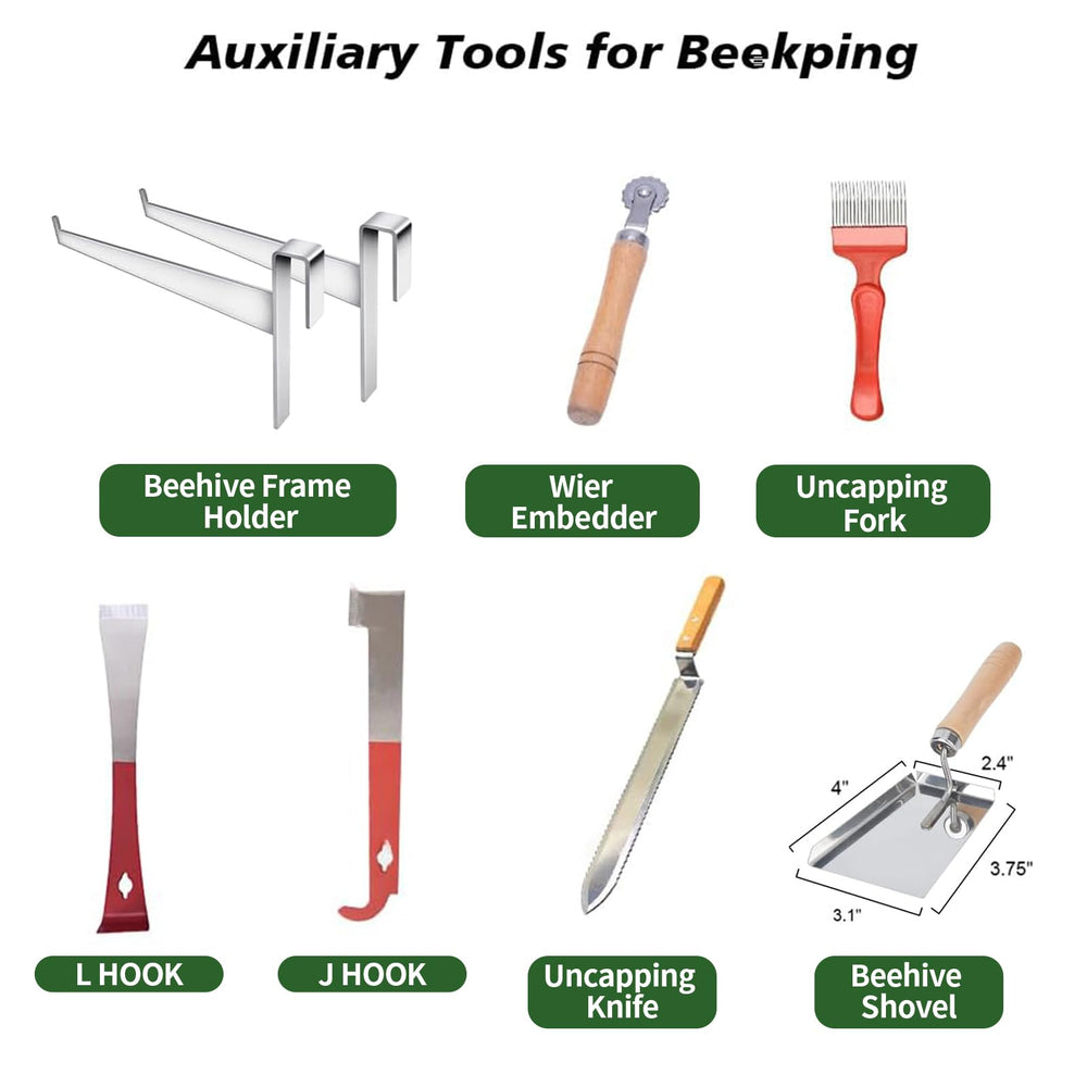 MayBee hive tools in hand during frame removal, illustrating safer frame handling