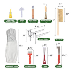 MayBee beekeeping veil and gloves laid flat showing protective coverage and dexterity