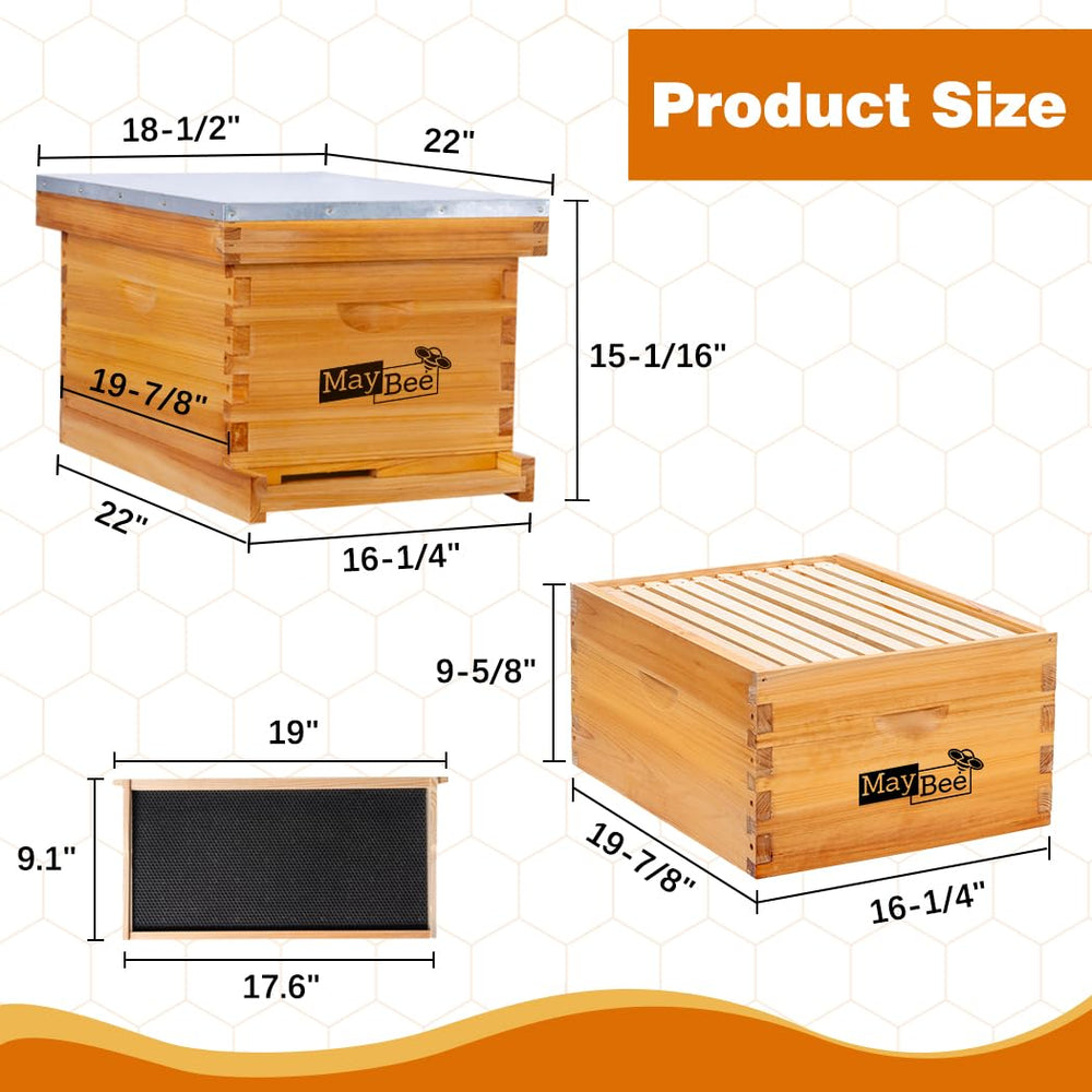 MayBee hive next to ruler for scale showing deep brood box dimensions