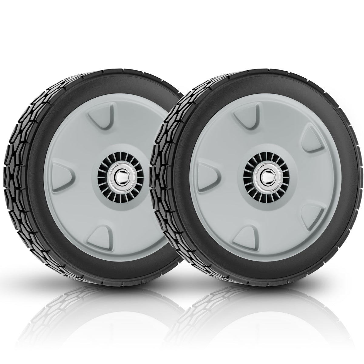 MAYITOP front view of 9-inch replacement wheel showing durable rim and fitment benefit