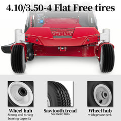 MAYITOP wheel mounted on mower in use demonstrating smooth rolling and handling benefit