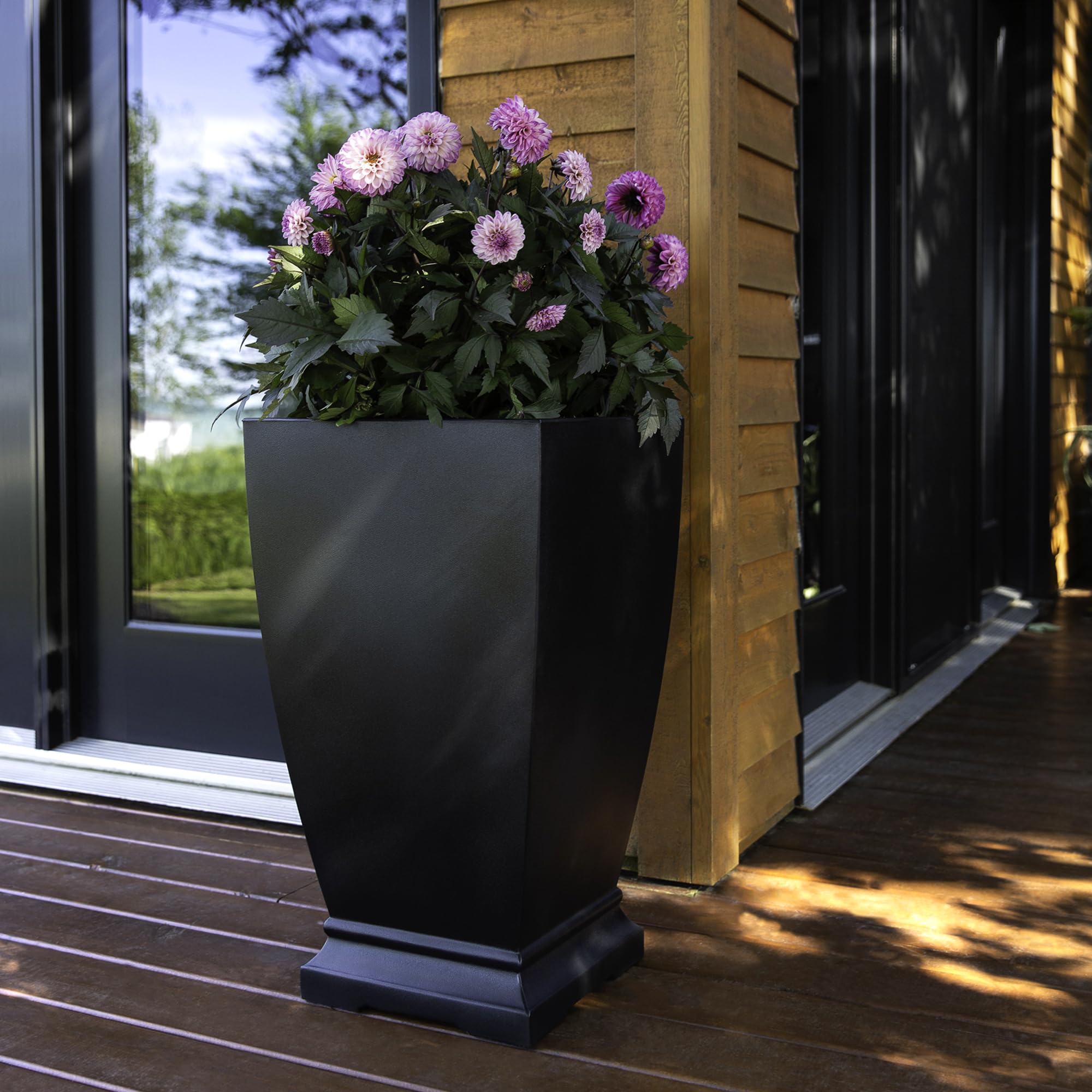Mayne planter beside person showing scale and substantial planting volume