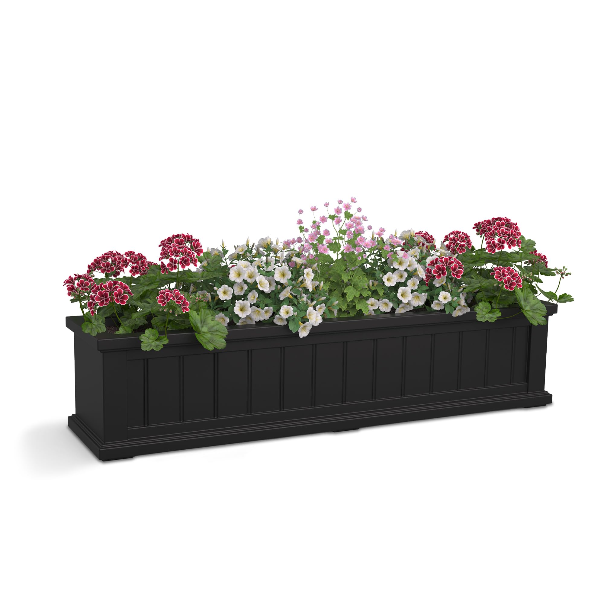 Mayne Cape Cod front view showing sleek black planter and coastal styling benefit