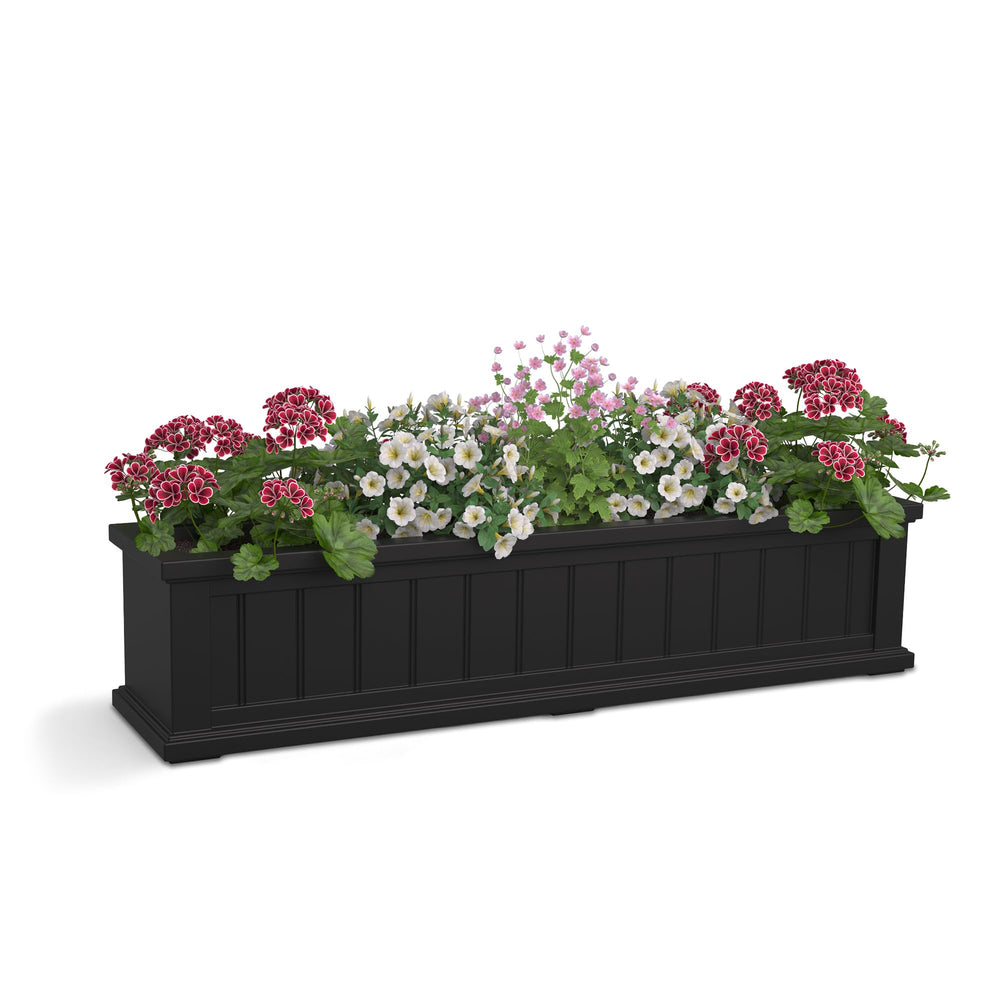 Mayne Cape Cod front view showing sleek black planter and coastal styling benefit