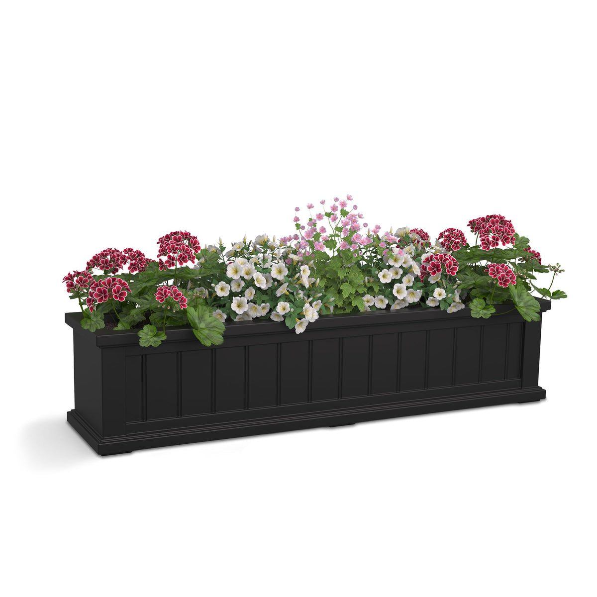 Mayne Cape Cod front view showing sleek black planter and coastal styling benefit