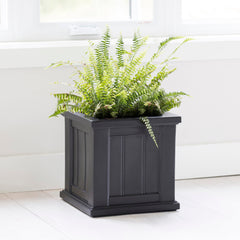 Mayne planter in patio setting demonstrating durable outdoor styling benefit