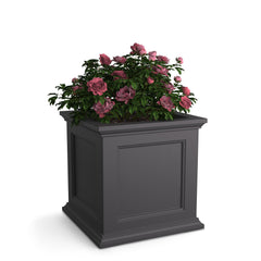 Mayne Fairfield front view of graphite grey planter showing clean lines and modern look, enhances curb appeal