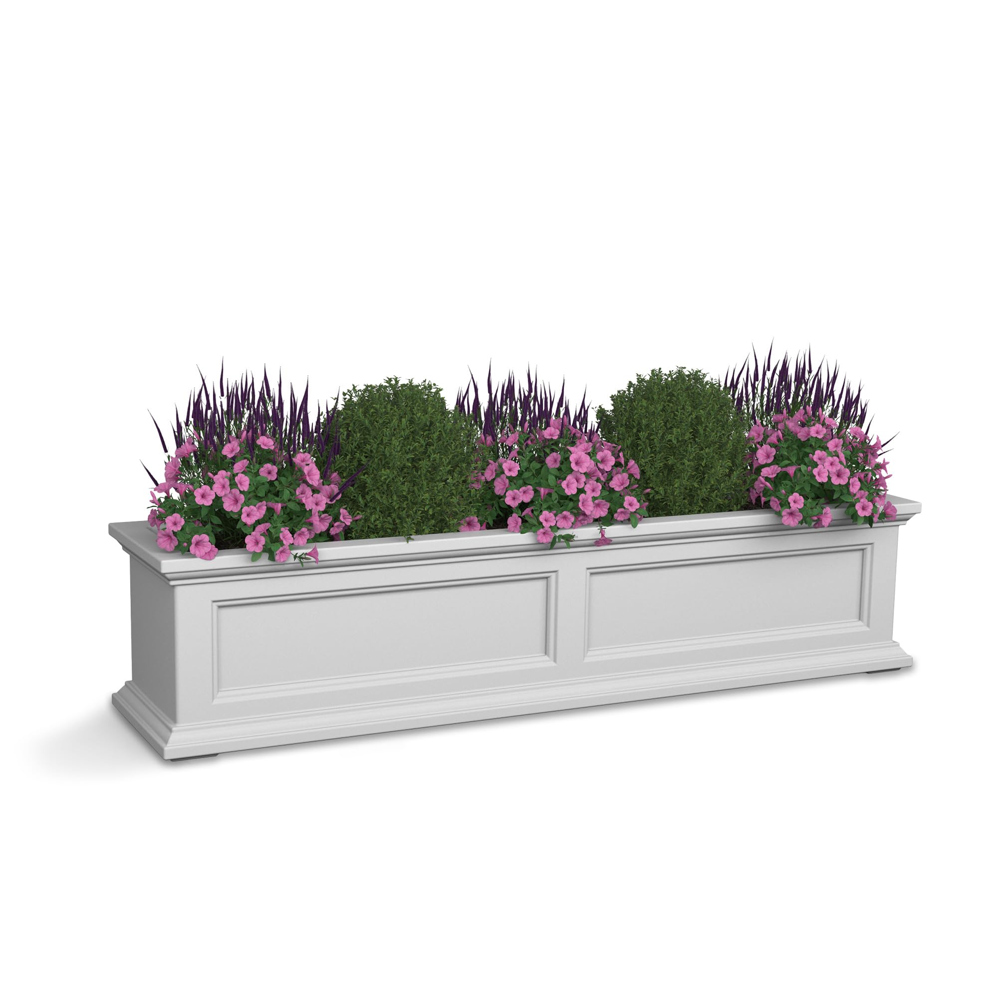 Mayne Fairfield front view showing white planter and curb appeal