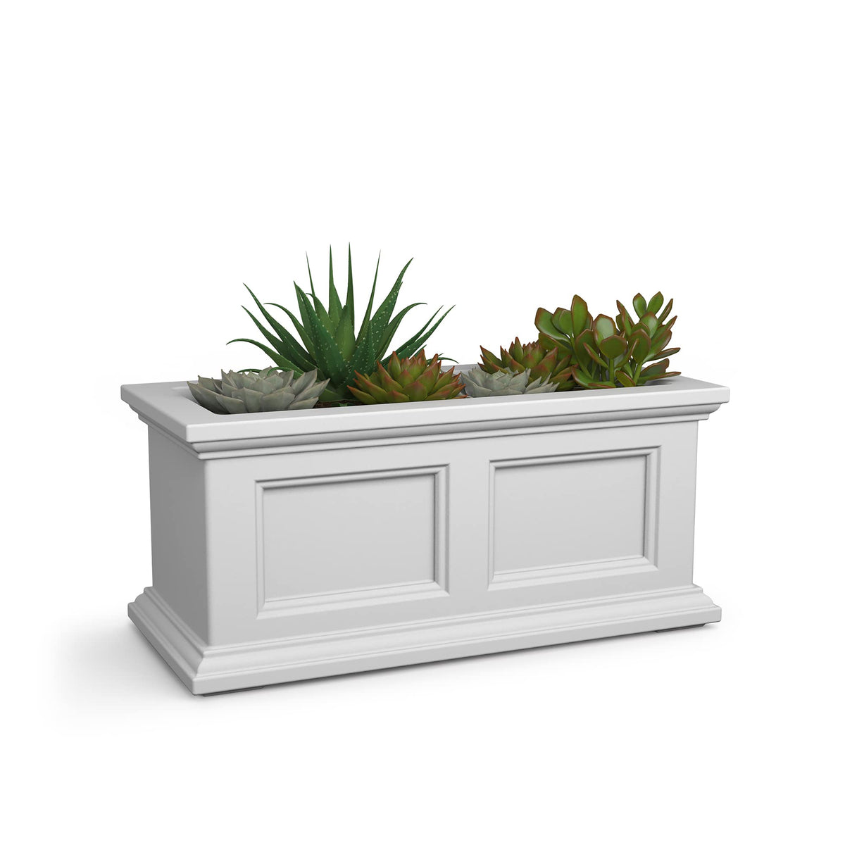 Mayne Fairfield front view showing clean white finish and classic rectangular shape for curb appeal