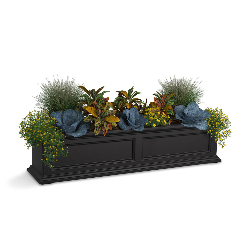 Mayne Fairfield front view showing sleek black planter and curb appeal
