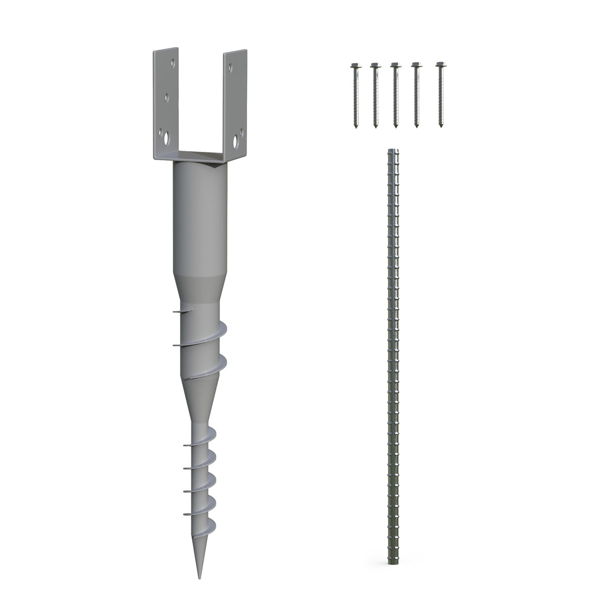 Mayne front view of ground anchor showing socket and hardware for secure posts