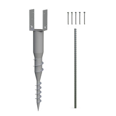 Mayne front view of ground anchor showing socket and hardware for secure posts