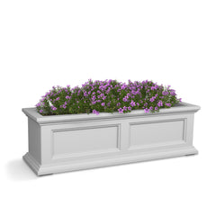 Mayne front view of white 36in window box showing clean lines and curb appeal