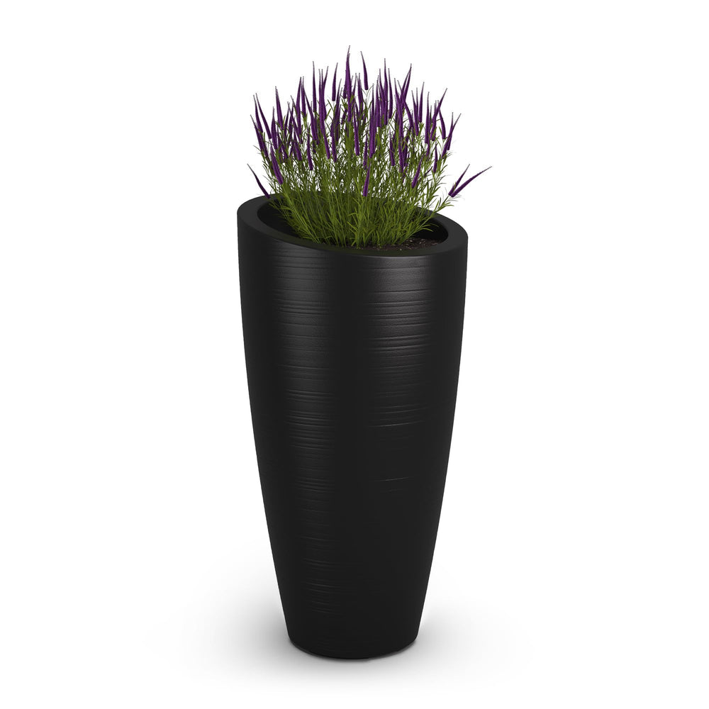 Mayne Modesto front view showing modern tapered shape and elegant black finish for curb appeal