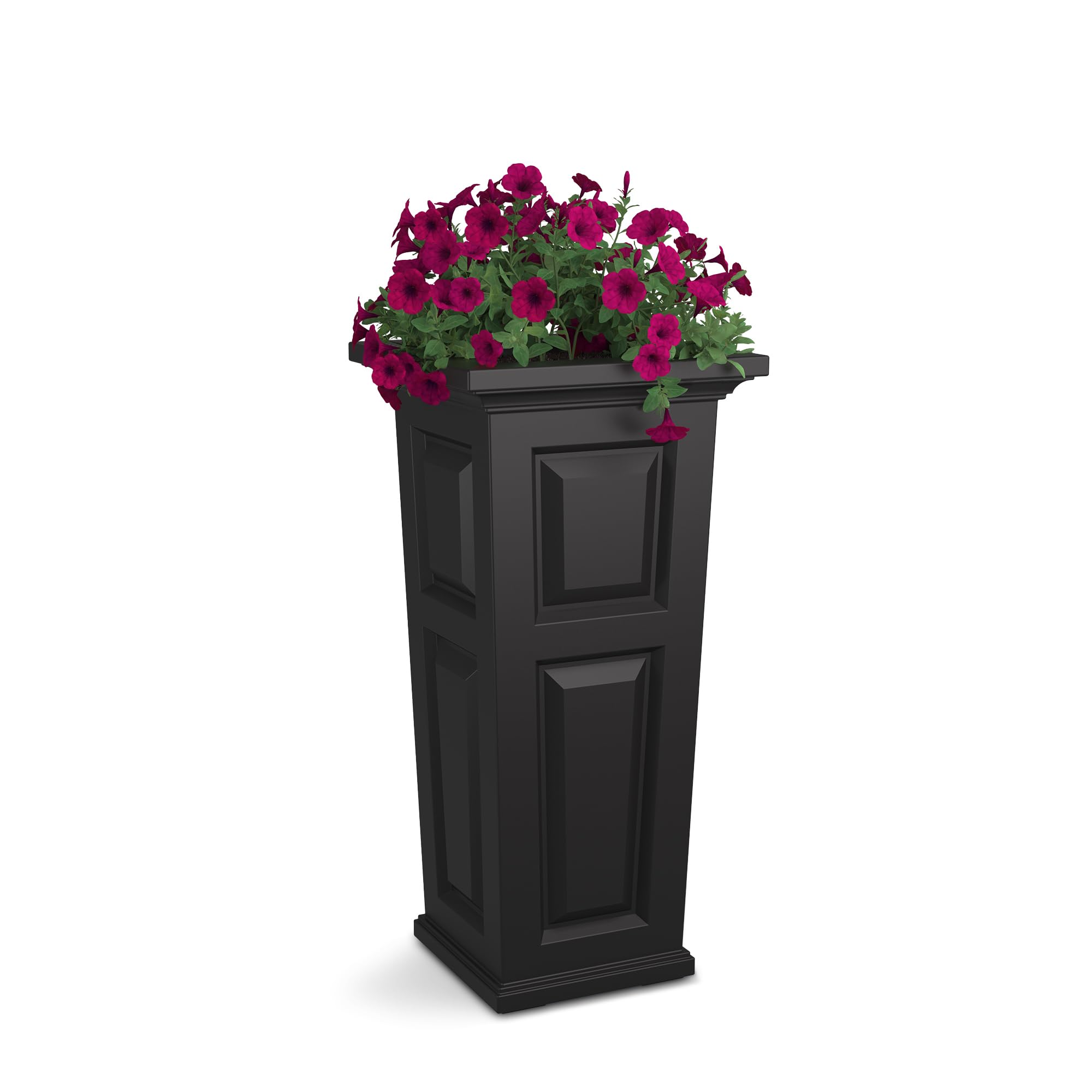 Mayne Nantucket front view showing sleek black planter and modern curb appeal