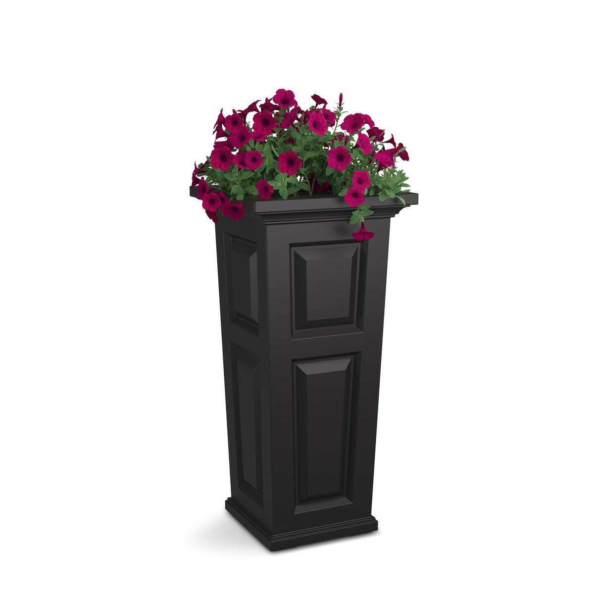Mayne Nantucket front view showing sleek black planter and modern curb appeal