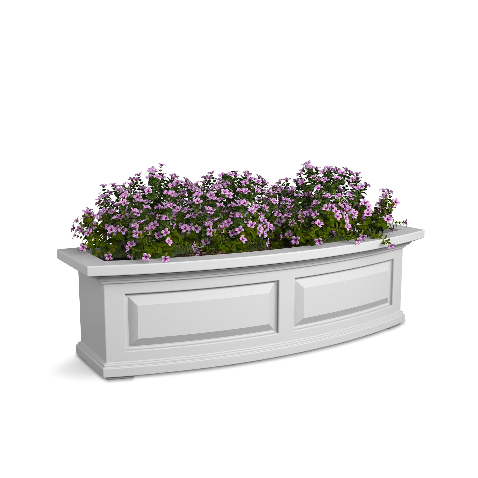 Mayne Nantucket front view of white 36-inch planter showing clean design and curb appeal