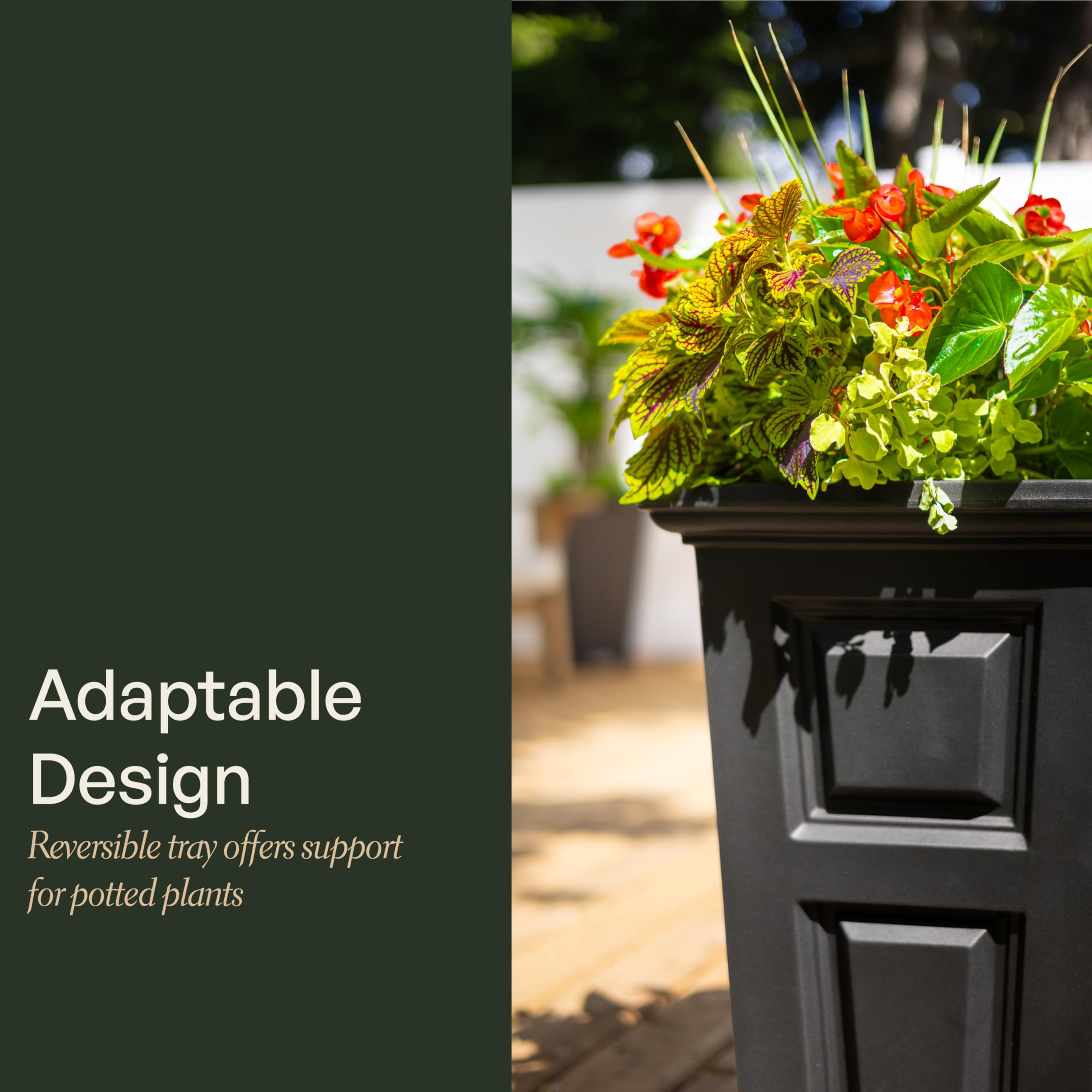 Mayne Newhaven reversible tray and reservoir detail illustrating easy self-watering