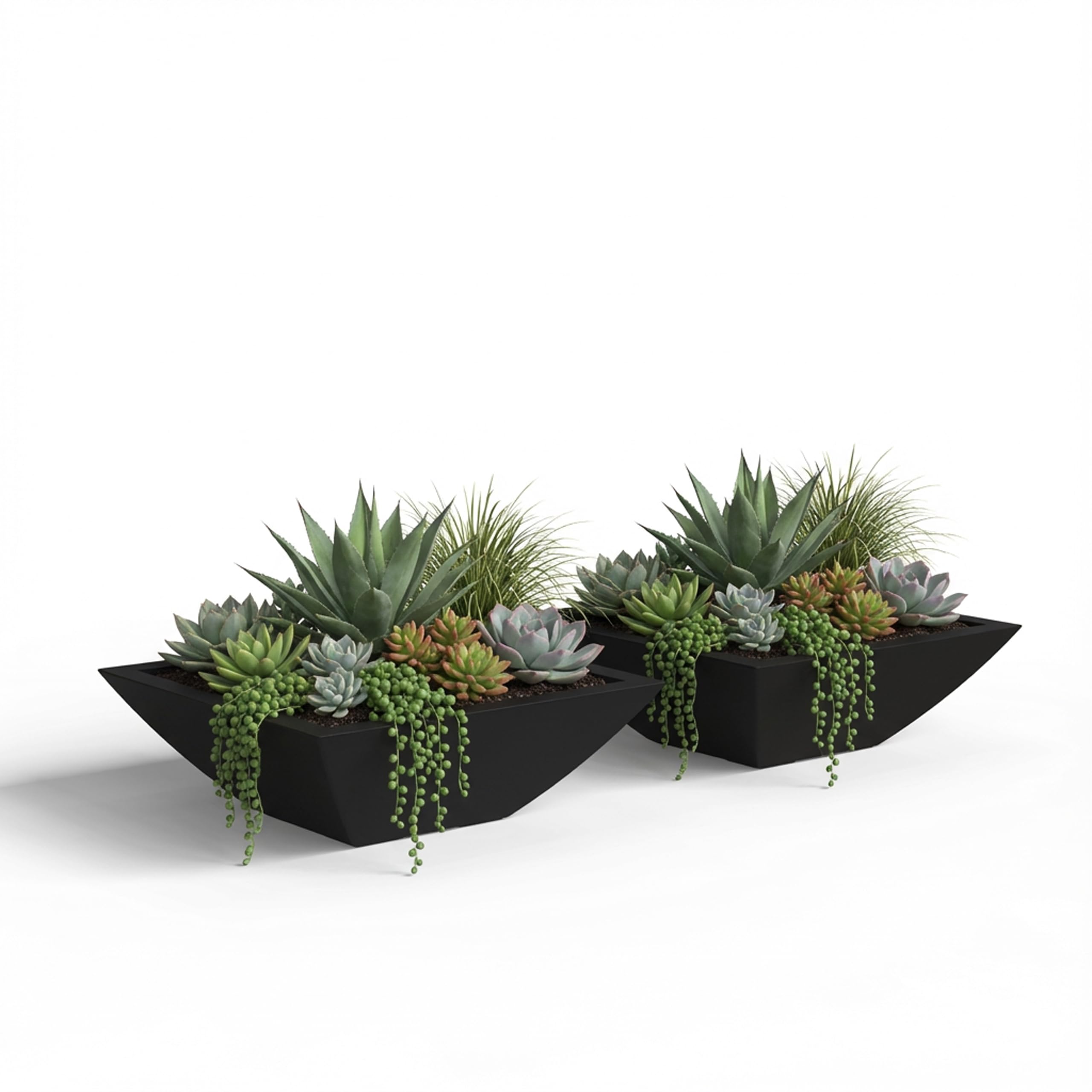 Mayne Renew front view of black 20in square bowl planter showing modern shape and durability