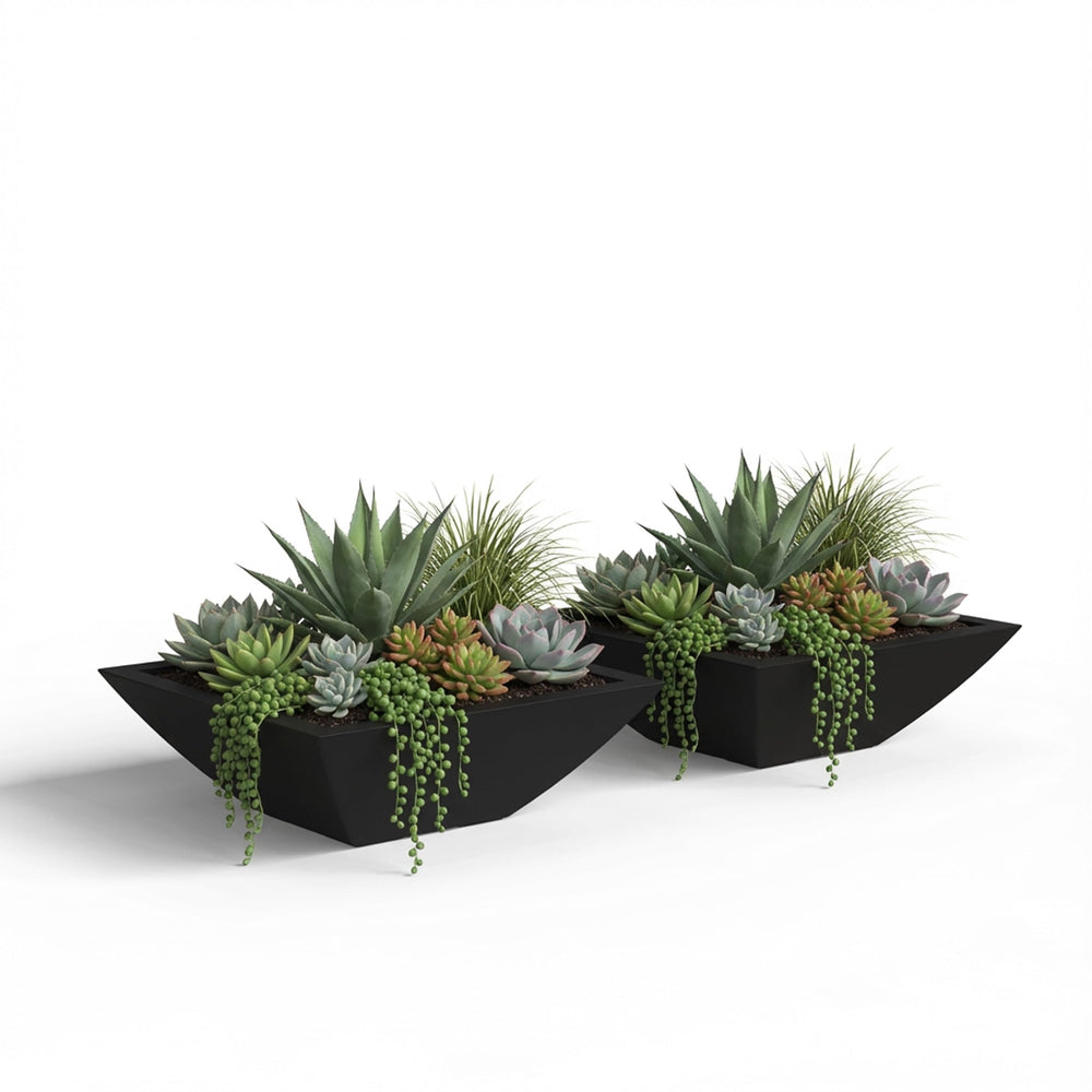 Mayne Renew front view of black 20in square bowl planter showing modern shape and durability