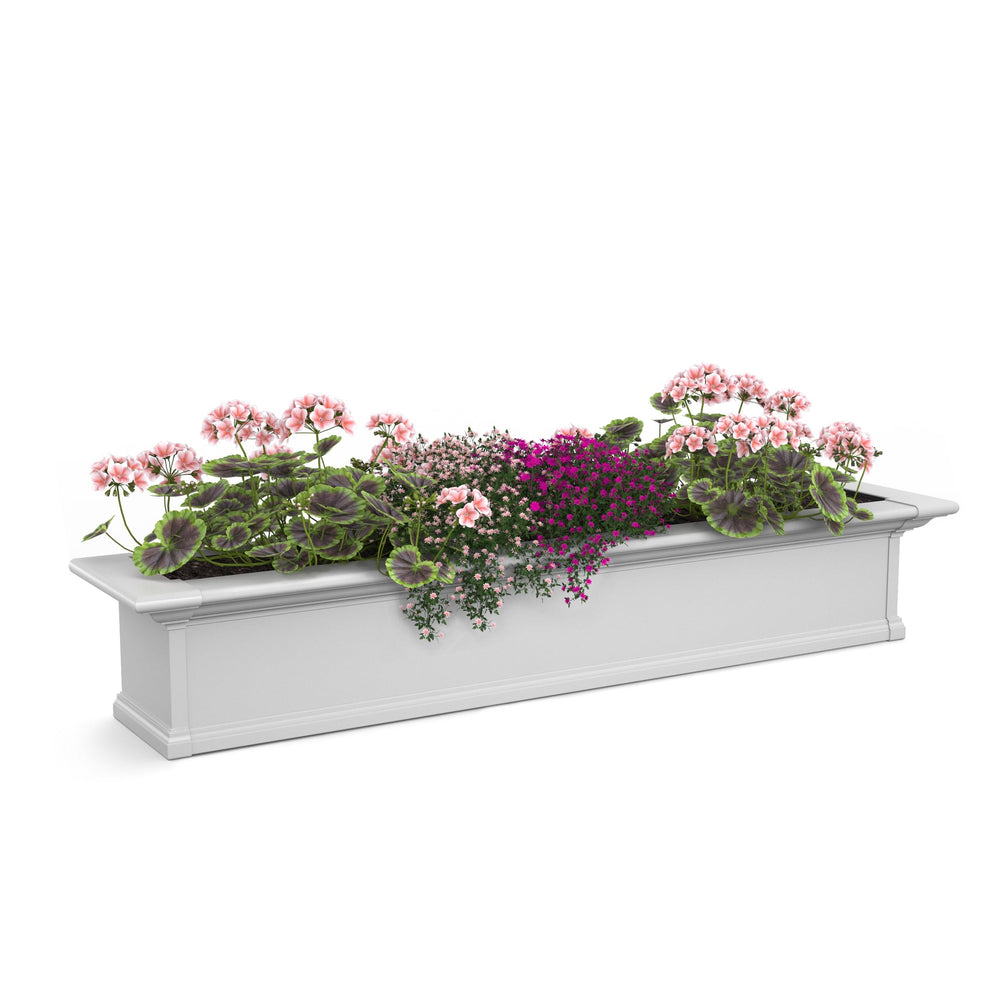Mayne Yorkshire front view of white window box showing classic look and curb appeal