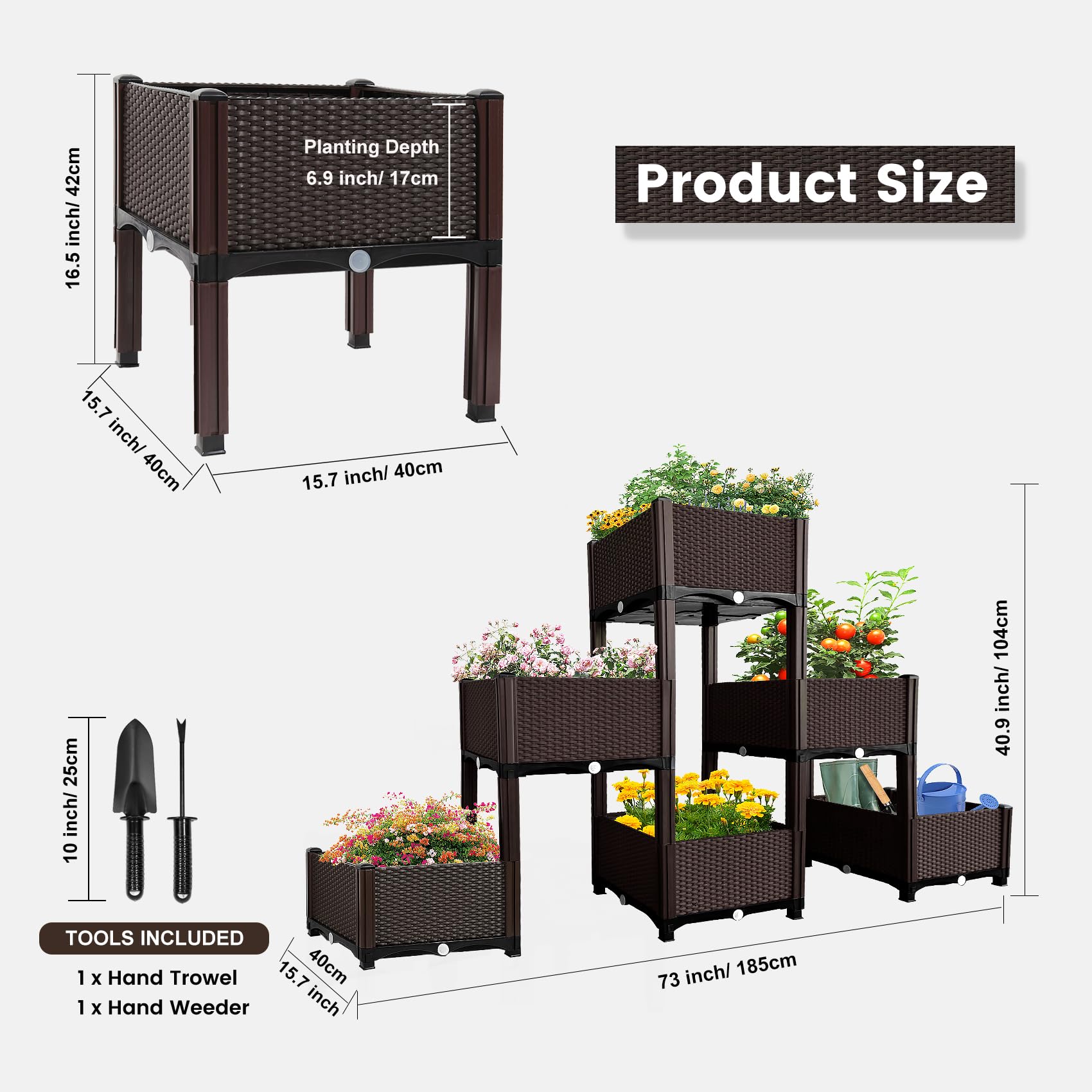 MAYOLIAH planted with vegetables showing easy access and ergonomic benefit