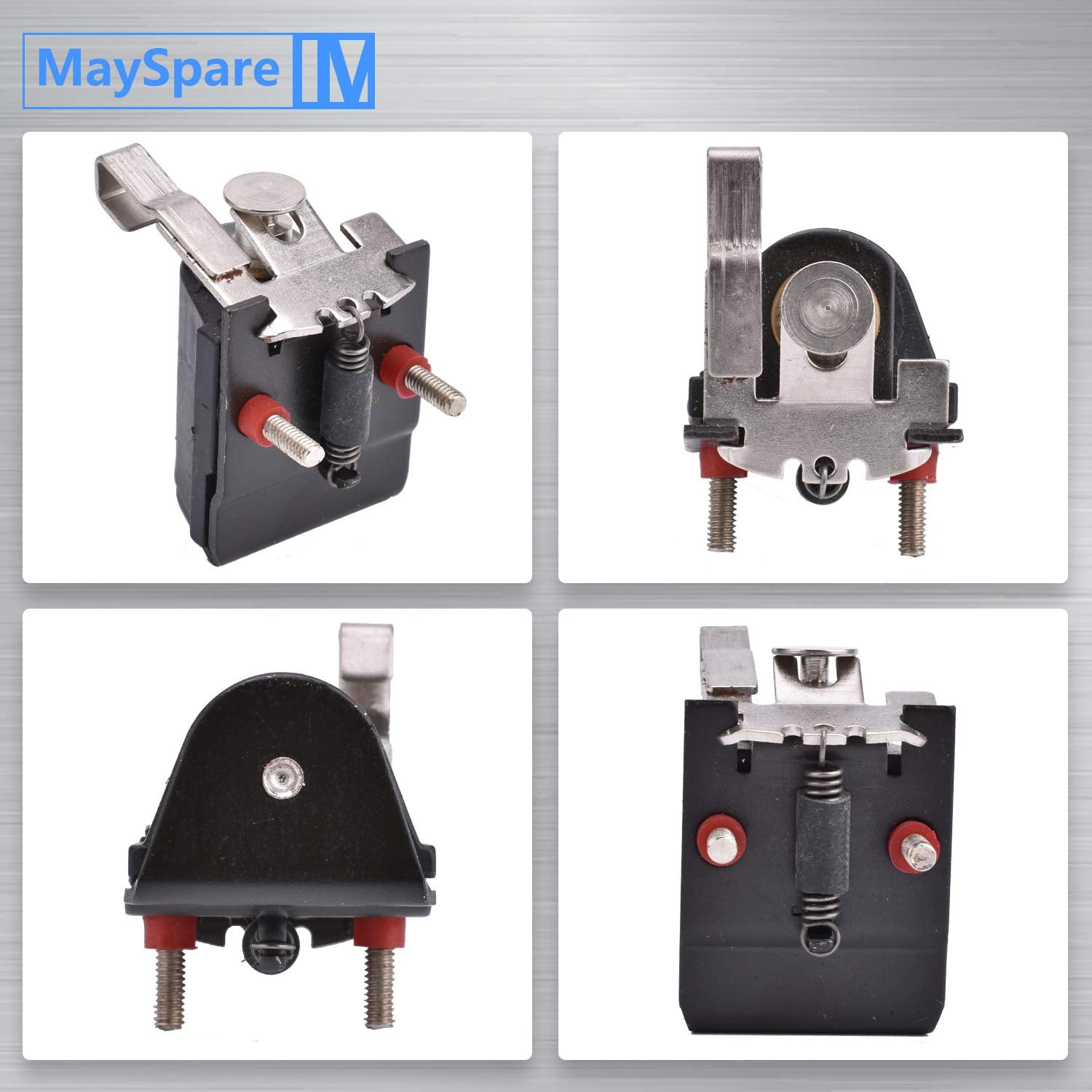 MaySpare side view showing mounting holes and terminals for accurate pump installation