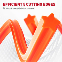 MAZING line installed on a trimmer cutting weeds with faster results